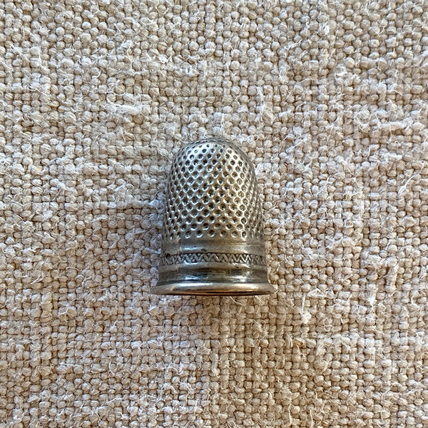 Sewing Thimble Sterling Silver Vermeil Blue Stones