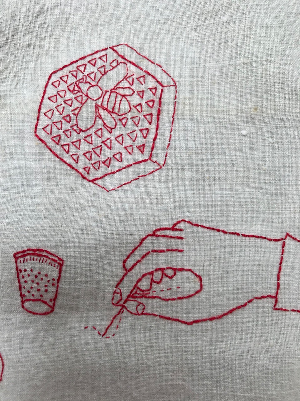 The RedWork Kitchen - Hand Embroidery Pattern - Shipped