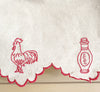 Antique Red Work Shelf Liner / Melon, Chef and Chicken