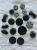 Antique Jet and Black Glass Button Mix