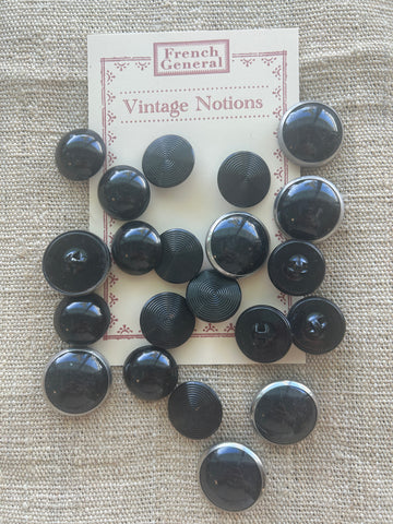 Vintage French Metal Buttons - Black